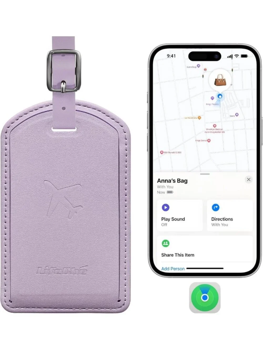 Luxury Leather Luggage Tags with Anti-Loss Tracker for Travel Bags & Suitcases